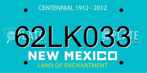 62LK033 New Mexico License Plate