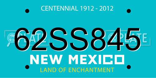 62SS845 New Mexico License Plate