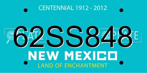 62SS848 New Mexico License Plate