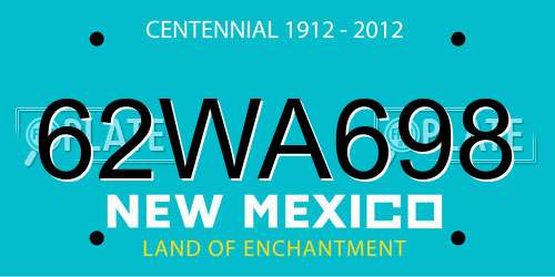 62WA698 New Mexico License Plate