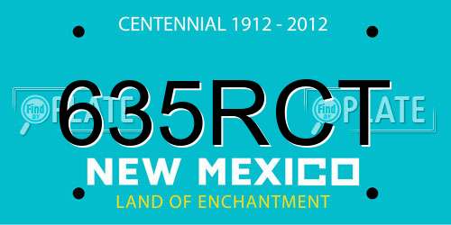 635RCT New Mexico License Plate