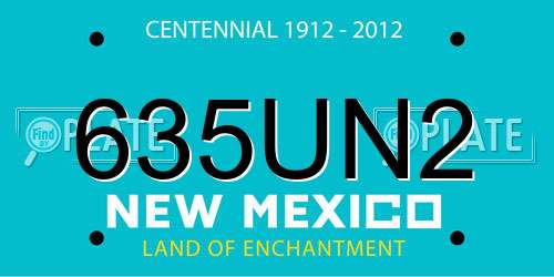 635UN2 New Mexico License Plate