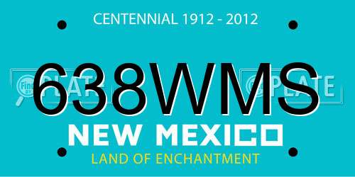 638WMS New Mexico License Plate