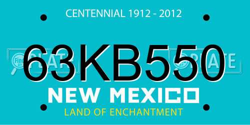 63KB550 New Mexico License Plate