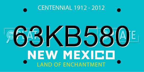 63KB580 New Mexico License Plate