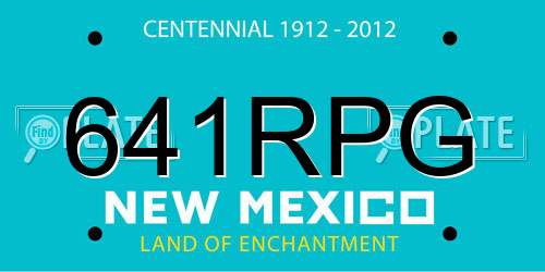 641RPG New Mexico License Plate