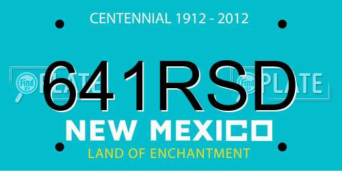 641RSD New Mexico License Plate