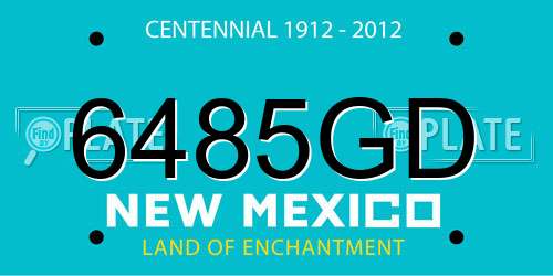 6485GD New Mexico License Plate