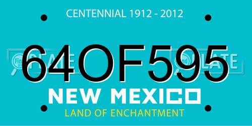 64OF595 New Mexico License Plate