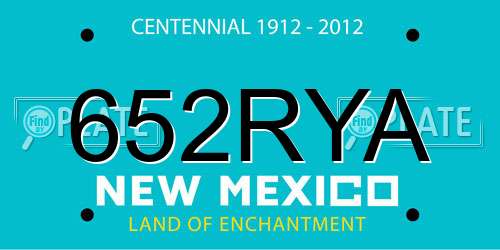 652RYA New Mexico License Plate