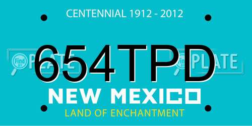 654TPD New Mexico License Plate