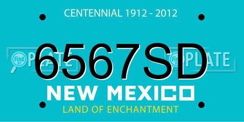 6567SD New Mexico License Plate