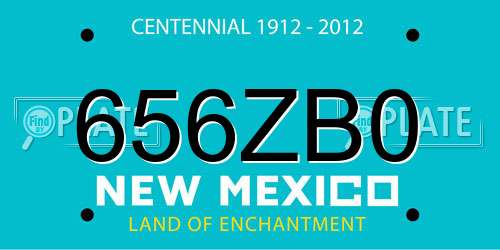 656ZB0 New Mexico License Plate