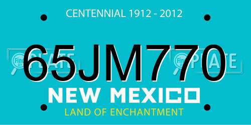 65JM770 New Mexico License Plate