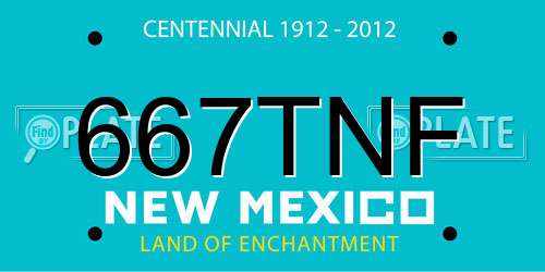 667TNF New Mexico License Plate