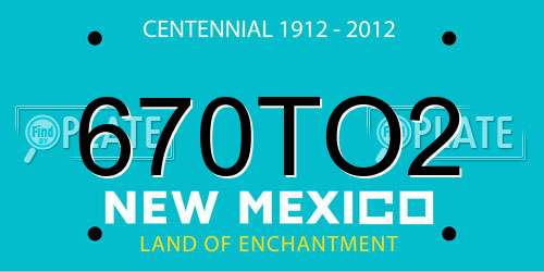 670TO2 New Mexico License Plate