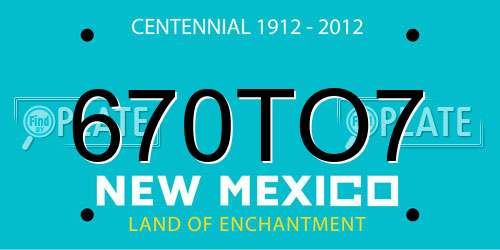 670TO7 New Mexico License Plate