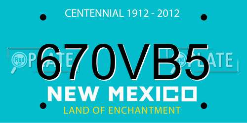 670VB5 New Mexico License Plate