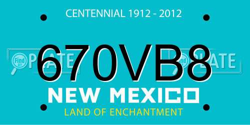 670VB8 New Mexico License Plate