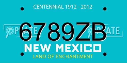 6789ZB New Mexico License Plate