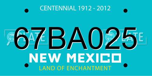 67BA025 New Mexico License Plate