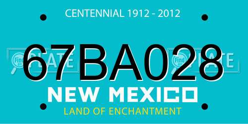 67BA028 New Mexico License Plate