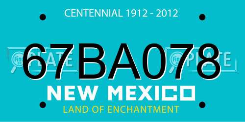 67BA078 New Mexico License Plate