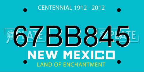 67BB845 New Mexico License Plate