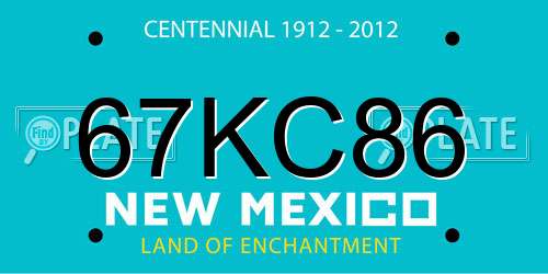 67KC86 New Mexico License Plate