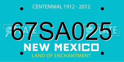 67SA025 New Mexico License Plate