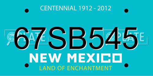 67SB545 New Mexico License Plate
