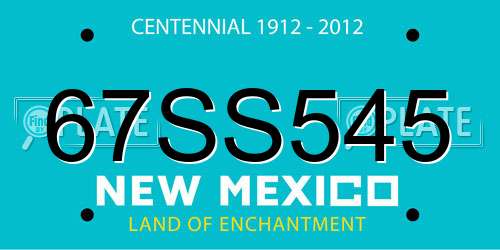 67SS545 New Mexico License Plate