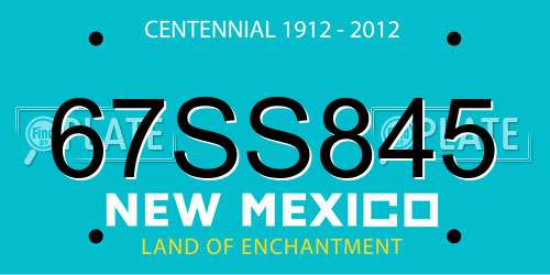 67SS845 New Mexico License Plate