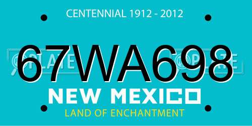 67WA698 New Mexico License Plate