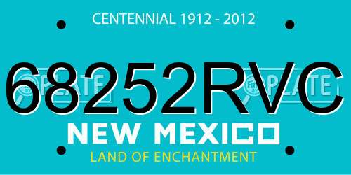 68252RVC New Mexico License Plate