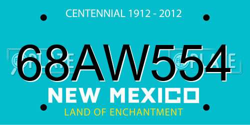 68AW554 New Mexico License Plate