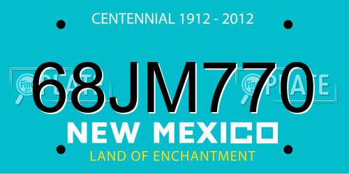 68JM770 New Mexico License Plate
