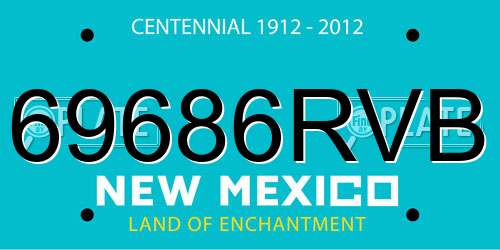 69686RVB New Mexico License Plate
