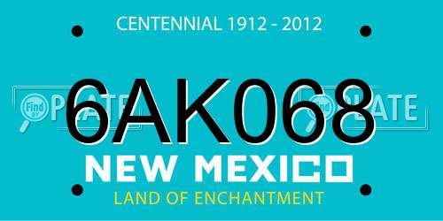 6AK068 New Mexico License Plate
