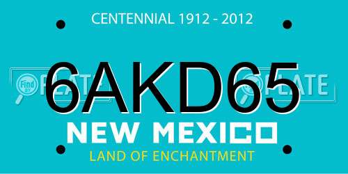 6AKD65 New Mexico License Plate