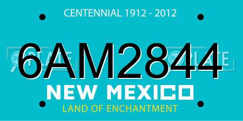 6AM2844 New Mexico License Plate