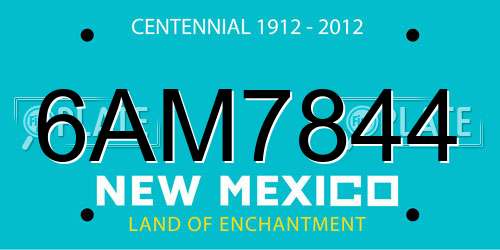 6AM7844 New Mexico License Plate