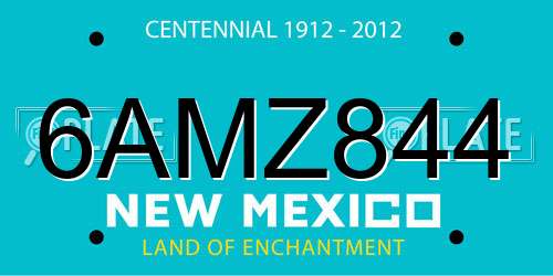 6AMZ844 New Mexico License Plate