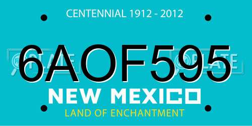 6AOF595 New Mexico License Plate