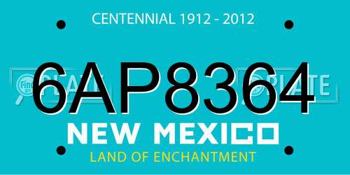 6AP8364 New Mexico License Plate