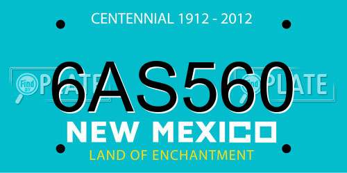6AS560 New Mexico License Plate