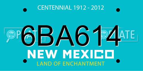 6BA614 New Mexico License Plate