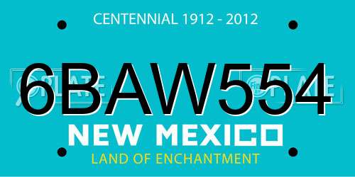 6BAW554 New Mexico License Plate