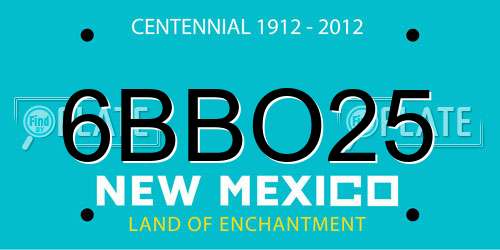 6BBO25 New Mexico License Plate