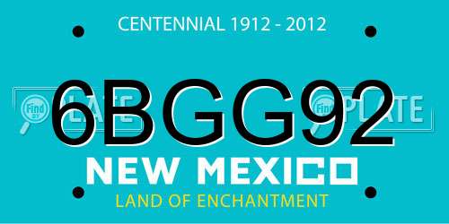 6BGG92 New Mexico License Plate